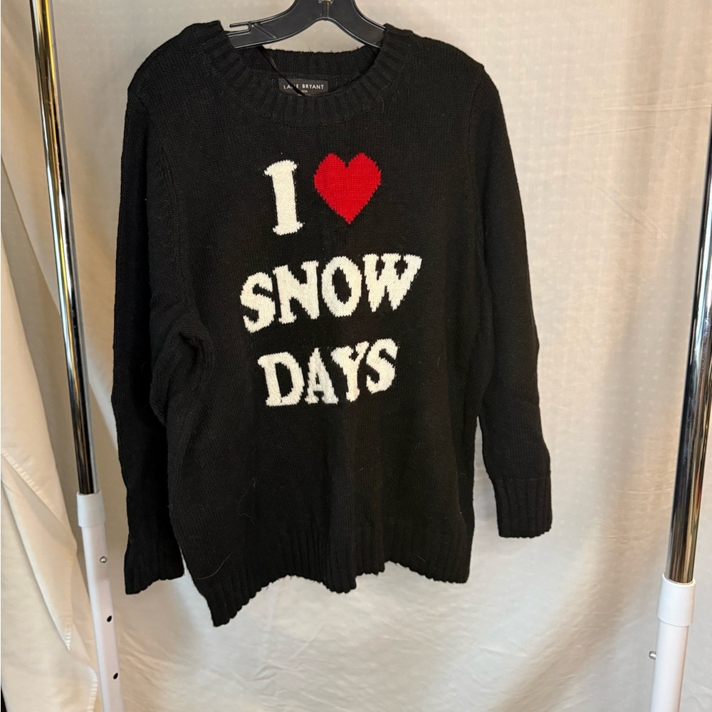 Lane Bryant Black Sweater with 'I Love Snow Days' Design Great for Teachers!